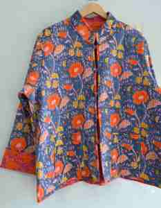 Abrigo de Invierno Reversible Ecológico Tejido, Mangas Largas, Estilo Boho, Hecho a Mano, Acolchado, Estampado Floral, Chaqueta para Mujer - Product Image 2