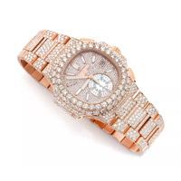 Montre de luxe pour homme, en acier inoxydable jaune, avec mouvement à quartz, cadran en verre, moissanite faite à la main de qualité supérieure, ETA 20 mm 41 mm, vente en gros