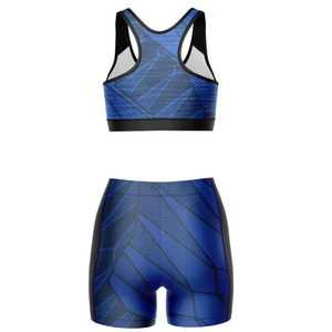 Ensemble de vêtements de sport pour femmes en gros personnalisé, imprimé numérique par sublimation, short taille haute et soutien-gorge de sport, ensemble de yoga pour la salle de sport et l'entraînement - Product Image 2
