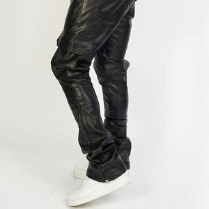 Customize Y2k <b>Leather</b> Stacked Flare <b>Pants</b> for Men New Streetwear Pu Faux <b>Leather</b> Stacked Flared <b>Cargo</b> <b>Pants</b> 2025 - Product Image 4