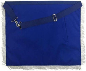 Delantal Masónico de Past Master de Lujo, Bordado a Mano con Hilo Metálico, con Flecos, Delantal de Piel de Cordero y Hermoso Fleco Plateado - Product Image 4