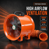 Ventilador de Extracción Axial Portátil de 220V, 2100m3/h, Ventilador Industrial con Manguera de Conducto de Aire de 10m