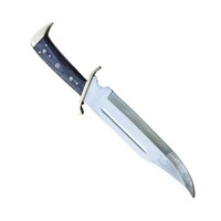Couteau de chasse et de camping à lame fixe en acier Damas fait main sur mesure avec manche en bois et étui en cuir OEM