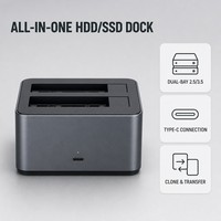 Station d'accueil double baie en aluminium pour disques durs et SSD, boîtier externe USB 3.0 SATA Type-C pour disques de 2,5 et 3,5 pouces