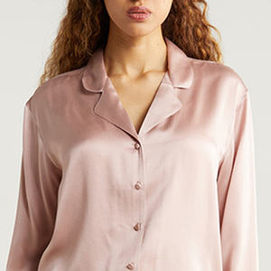 Conjunto de pijamas de dos piezas de seda 100% para mujer al por mayor camisones de seda camisa de vestir transpirable pijamas de alta calidad - Product Image 4