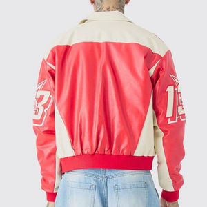 เสื้อแจ็กเก็ตเบสบอลหนังแท้สำหรับผู้ชายเสื้อแจ็กเก็ตเบสบอลแขนยาวสไตล์วินเทจปักโลโก้ตามสั่ง - Product Image 2