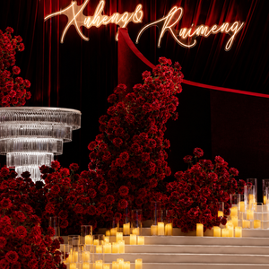 Arrangement de fleurs artificielles en velours rouge pour hôtel, décoration de mariage, accessoires, roses artificielles en gros - Product Image 3