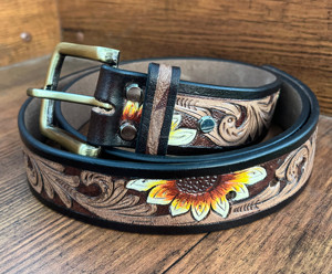 Cinturón de cuero mecanizado a mano para mujer, cinturón personalizado de cuero genuino de grano completo occidental, cinturón de vaca Floral de calidad Premium - Product Image 6
