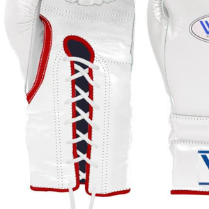 ถุงมือชกมวยแบบผูกเชือก Winning สีขาวแดง หนังแท้ สำหรับการแข่งขัน ฝึกซ้อม และสปาร์ริง ระดับมืออาชีพ น้ำหนัก 8 ออนซ์ 10 ออนซ์ 12 ออนซ์ - Product Image 3