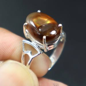 แหวนโมราเม็กซิกันสีเงินสเตอร์ลิง925อัญมณีเจียระไนแบบเรียบอัญมณีสำหรับงานแต่งงานและงานเลี้ยง - Product Image 1