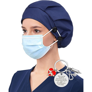 Chapeau de gommage avec tissu anti-transpiration intégré et boutons de protection des oreilles personnalisables pour les cliniques hospitalières et les travailleurs de la santé - Product Image 3