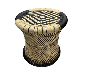 Private Label Custom Fancy <b>Vintage</b> Cane Rattan Bamboo String Stool Side <b>Table</b> & Foot Stool Sustainable Bone Inlay Console - Product Image 1