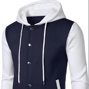 Blouson Bomber Homme Personnalisé Coupe-Vent Automne Style Universitaire avec Manches en Similicuir, Col Montant et Logo Frontal - Product Image 1