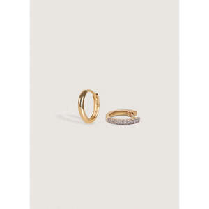 ต่างหูเพชรทรงห่วง Petite & Pav รุ่น Diamond Huggie Earring Stack ต่างหูเพชรหรูหรา - Product Image 1