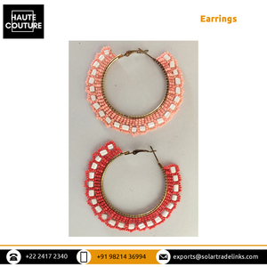 Aros de cuentas de ropa de playa informal para mujer con pendientes de cuentas de tambor pequeños y grandes de proveedor de origen indio - Product Image 6