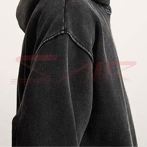 Sudadera con capucha de lavado ácido de algodón negro para hombre de alta calidad, sudaderas de ajuste regular hechas a medida para invierno - Product Image 4