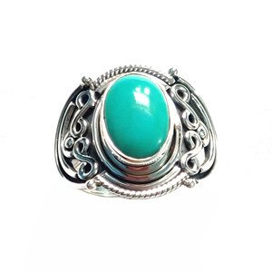 Christmas <b>Gift</b> Natural Turquoise 13x9mm Oval Gemstone 925 Silver Ring 6.01 Gms <b>Sleeping</b> Beauty Cabochon Silver Ethnic Jewellery - Product Image 4
