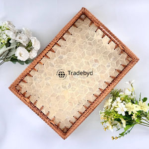 Bandeja Decorativa de Ratán Natural Moderno y Elegante, de Primera Calidad, Hecha a Mano, Móvil, Tradebyd - Product Image 3