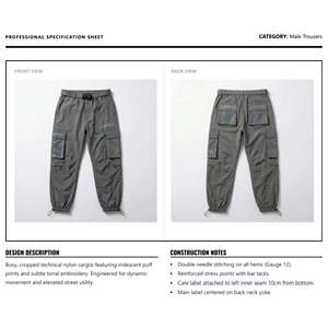 Hot <b>Men</b> Nylon <b>Cargo</b> Pants Custom Iridescent Print Baggy Boxy Fit High Street Style Streetwear Track <b>Joggers</b> Y2K Look OEM - Product Image 6