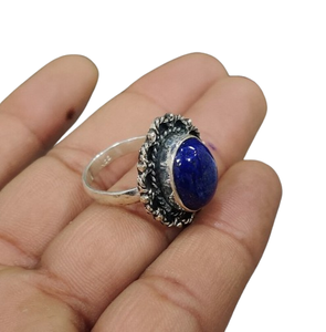 Anillo de piedras preciosas de lapislázuli de Plata de Ley 925, joyería hecha a mano, anillo de estilo bohemio de plata, joyería para mujer, regalo de boda para esposa - Product Image 1