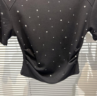 T-shirts chics ornés de strass pour femmes à la mode design de diamants scintillants logo en cristal tops tenues de fête
