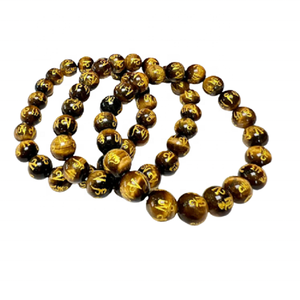 Bracelet tiger Eye Om Mani Padme Beads Stone Bracelet <b>Crystal</b> Gemstone Fashion <b>Jewelry</b> Men and Women Gift Energy Meditation - Product Image 2