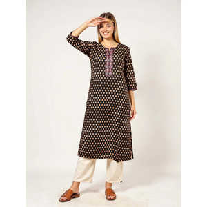 Kurta Droit en Coton Pur Imprimé pour Femme Evolve – Hauts Modestes - Product Image 6