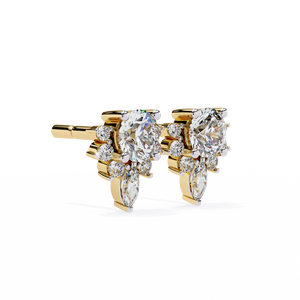 Boucles d'oreilles en or 18 carats avec diamants de laboratoire, unisexes, 8 petites pierres, classiques, pour fiançailles et mariage, bijoux fins, certifiés IGI, luxe premium - Product Image 3