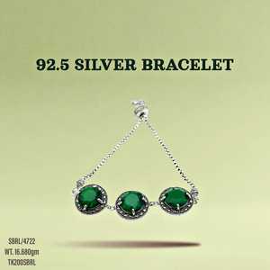 Fashion Custom <b>Bracelet</b> 925 Sterling <b>Silver</b> Green Round Shaped Gemstone Women fashion <b>Bracelet</b> - Product Image 1