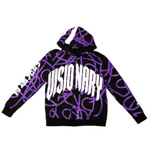 Sweats à capuche et sweat-shirt légers avec logo imprimé bouffant personnalisés partout avec sweat à capuche zippé entièrement en éponge française - Product Image 2