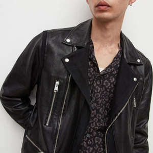 Veste en cuir d'agneau pour homme de haute qualité, col montant fin, impression de logo personnalisée, plusieurs couleurs, vente en gros, pas cher - Product Image 3