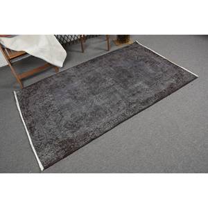 Alfombra de lana sólida negra moderna Área grande 3,8 'X 6,9 'Diseño de retazos rectangulares para entrada Cabecera o pasillo Respaldo de látex - Product Image 2