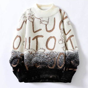 Pull en tricot pour homme, col roulé, avec broderie, 100% laine, couleur personnalisée, col haut, hiver - Product Image 5