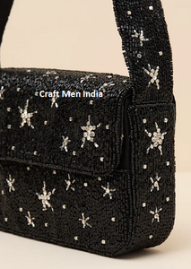 กระเป๋าสะพายข้างทรงสี่เหลี่ยมผืนผ้าลายสัตว์สไตล์โบฮีเมียนสำหรับผู้หญิงอินเดีย ปิดด้วยแม่เหล็ก ประดับลูกปัด น้ำหนักเบา เป็นมิตรกับสิ่งแวดล้อม เหมาะสำหรับงานกลางคืน - Product Image 6