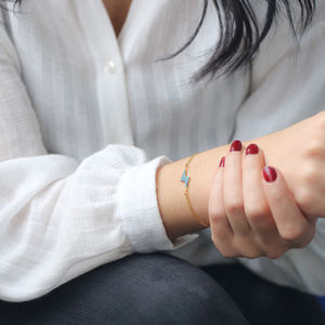Lightning Design Turquoise Stone <b>Charm</b> <b>Bracelet</b> Turkish Handcrafted Wholesale 925 Sterling <b>Silver</b> Jewelry - Product Image 3