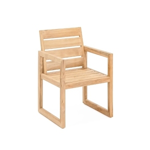 Sillón de madera de teca para comedor de jardín con cojín, hecho en Indonesia - Product Image 2