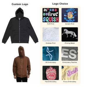 Sudadera con capucha de algodón pesado para hombre con cremallera completa y cremallera para cubrir la cara Sudadera con capucha con cremallera completa Premium con cubierta facial integrada - Product Image 2