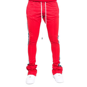 Pantalons de sport décontractés unisexes pour hommes, tendance, à taille haute, déchirés, en gros, en molleton, à motif empilé, vente chaude - Product Image 5