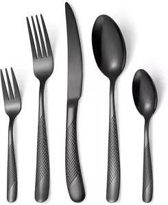 Ensemble de couverts en acier inoxydable de qualité supérieure, finition mate noire, pour table à manger, cuisine, fêtes et usage quotidien - Product Image 1