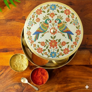 Boîte à épices en laiton élégante avec un design imprimé Dear, couvercle gravé de fleurs, fabrication artisanale, récipient de rangement pour la cuisine - Product Image 2