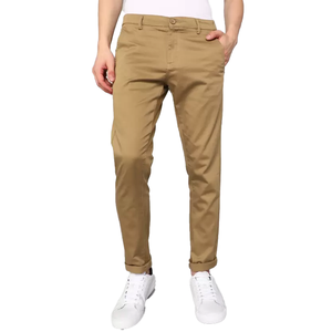 Pantalon chino personnalisé pour hommes, couleur unie, qualité supérieure, pantalon chino décontracté et élégant à coupe ajustée pour hommes de BD - Product Image 1