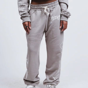 High Quality Custom <b>Women's</b> Heavy Weight 100% Cotton Baggy Acid Wash Sweat Pants Print Vintage Washed Distressed <b>Sweatpants</b> - Product Image 1