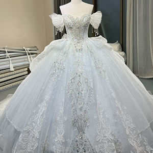 Vestido de Novia OY018 Princesa con Encaje, Apliques de Cristal, Manga Larga, Cola Capilla, Largo hasta el Suelo, Estilo Imperio - Product Image 3