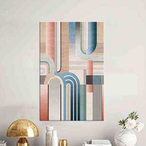 Art mural géométrique moderne en verre trempé : Tableau imprimé sur toile, TOILE ENVELOPPEE - Product Image 1