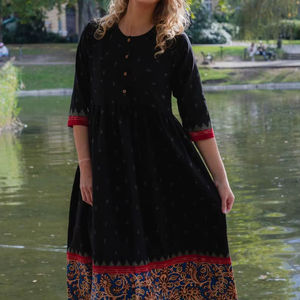 Robe bohème Kala tissée à la main en coton pur, décontractée, occasionnelle, édition limitée, fabriquée à la main, mode éthique, toutes saisons - Product Image 1