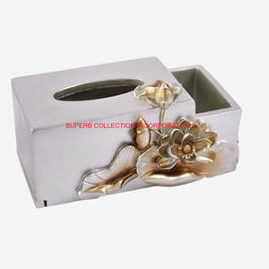 Caja de pañuelos de Metal con acabado dorado de calidad Superior con diseño de hojas Mesa de último diseño Caja de pañuelos de Metal decorativa Servilletero - Product Image 2