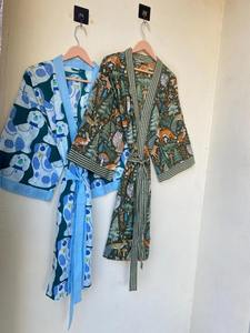 Robe Kimono en Coton Japonais Pur Coton Léger Robe de Spa Robe de Portée Quotidienne Robe de Chambre Vêtement de Nuit d'Été Taille Unique - Product Image 5