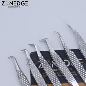 Pinzas de pestañas de volumen de punta de fibra de la mejor calidad, pinzas de extensión de pestañas de Metal de alta calidad - Product Image 1