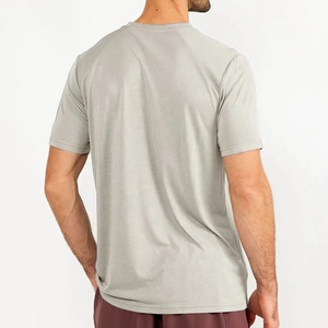 เสื้อยืดกีฬาโอเวอร์ไซส์ผ้าคอตตอน100% สำหรับผู้ชายแบบลำลองกันกลิ่นไม้ไผ่นุ่มกำหนดขนาดเองได้สำหรับกลางแจ้งเสื้อถักแบบแห้งเร็ว - Product Image 2