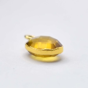 Faceted Oval <b>Citrine</b> Gemstone Charm Gold Electroplated Single Bail <b>Pendant</b> (8x10mm) Jewelry - Product Image 6